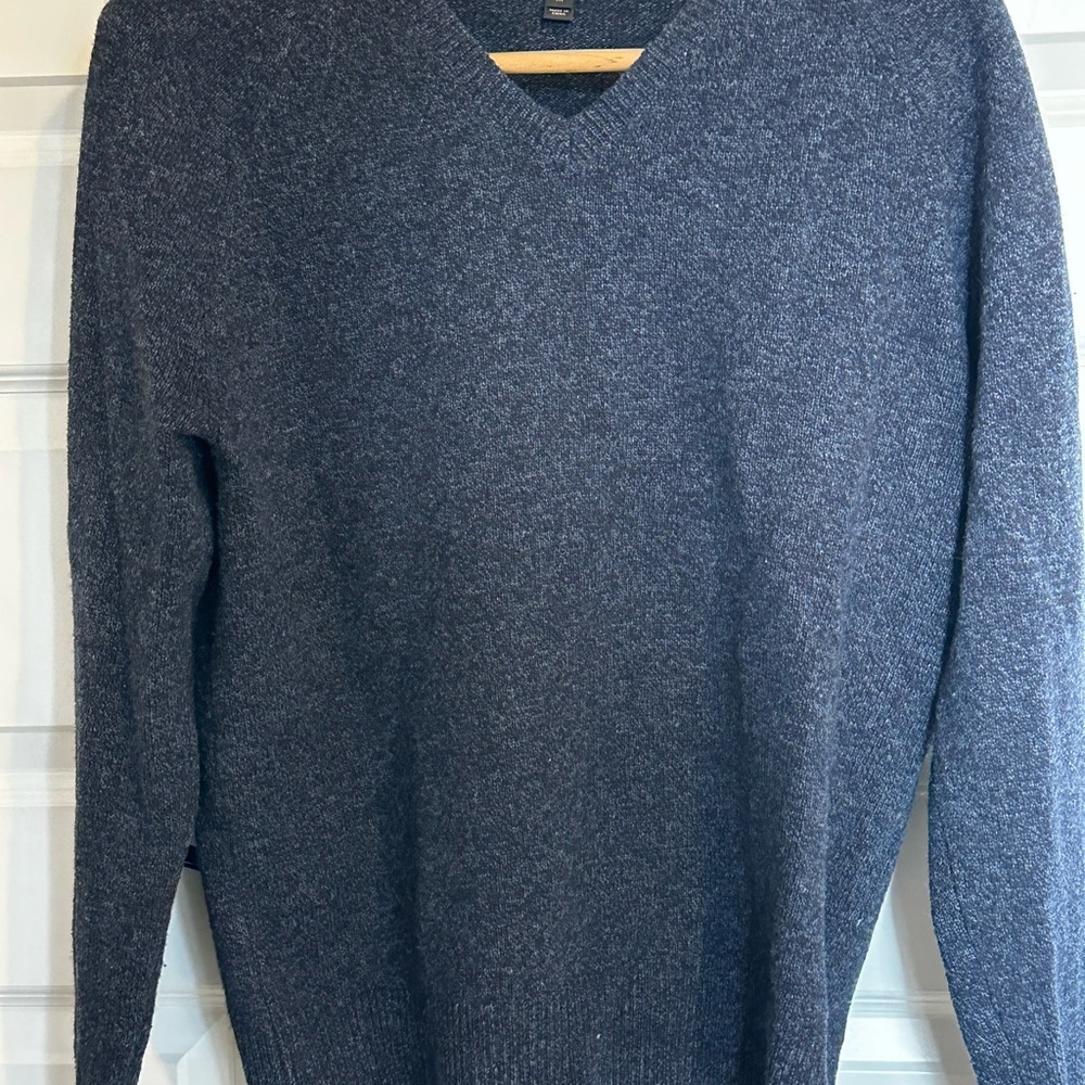 J. Crew Men's Heathered Navy V-Neck Sweater